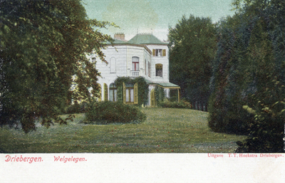 9990 Gezicht op de linker- en voorgevel van het landhuis Welgelegen (Hoofdstraat) te Driebergen uit het noordwesten. ...